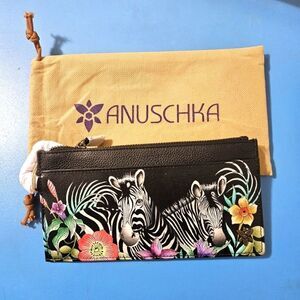 Anuschka Leather Hand Painted Clutch Organizer Wristlet